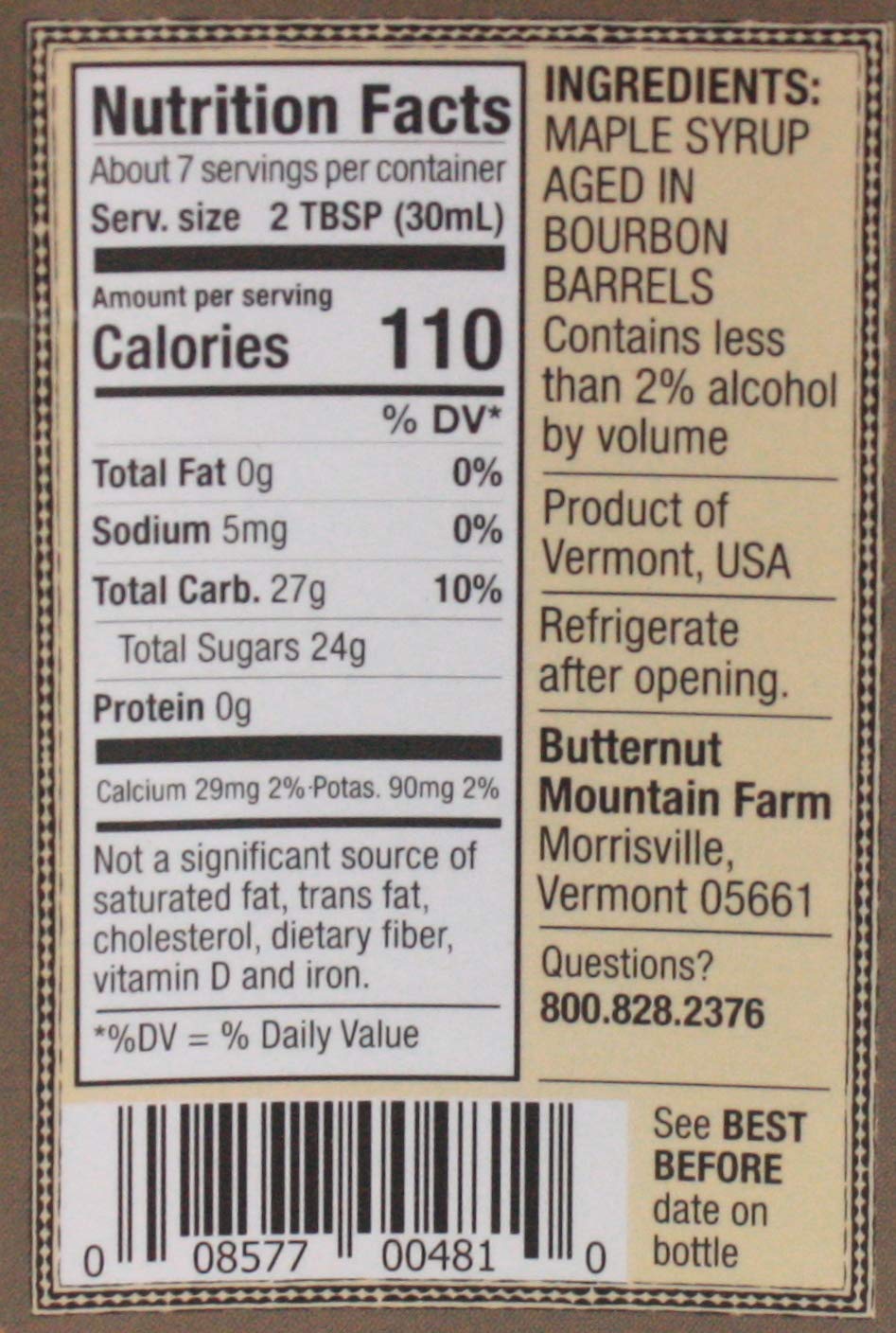 Sweet Bourbon Barrel Aged Maple Syrup - 6.7 Ounce
