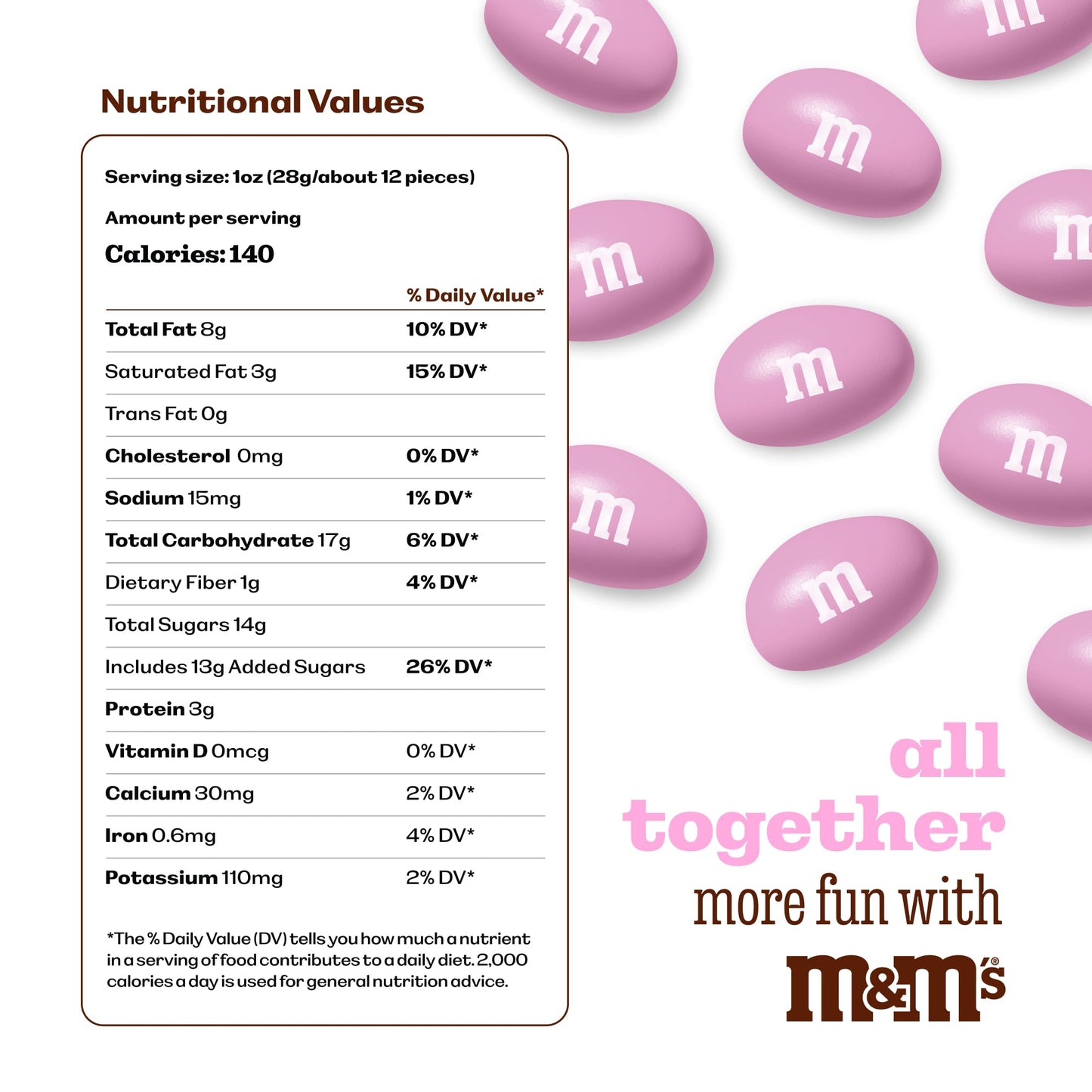 M&M’S WORLD Peanut Pink Chocolate Candy - 2lbs of Bulk Candy in Resealable Pack for Candy Buffet,Birthday Parties,Theme Meetings,Candy Bar,Sweet Stuff