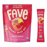 FAVE USDA Organic Fruit Punch Drink Mix, 16 Stick Pouch | No Artificial Colors or Flavors, Non-GMO