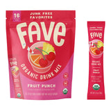 FAVE USDA Organic Fruit Punch Drink Mix, 16 Stick Pouch | No Artificial Colors or Flavors, Non-GMO