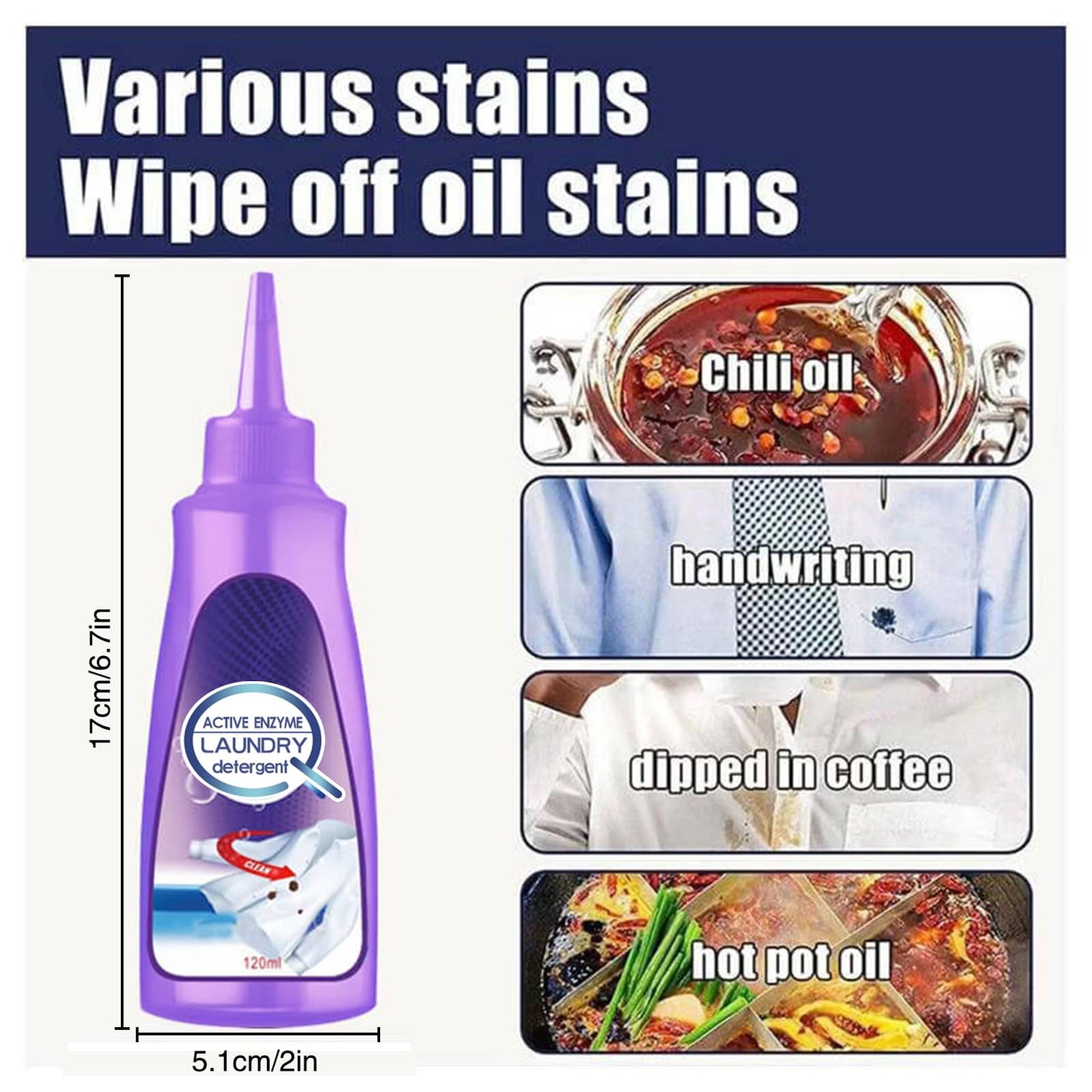 Active Enzyme Laundry Stain Remover - Garment Stubborn Stain Cleaner Oil Remover, Collar Stain Removal Spray (2Pcs)