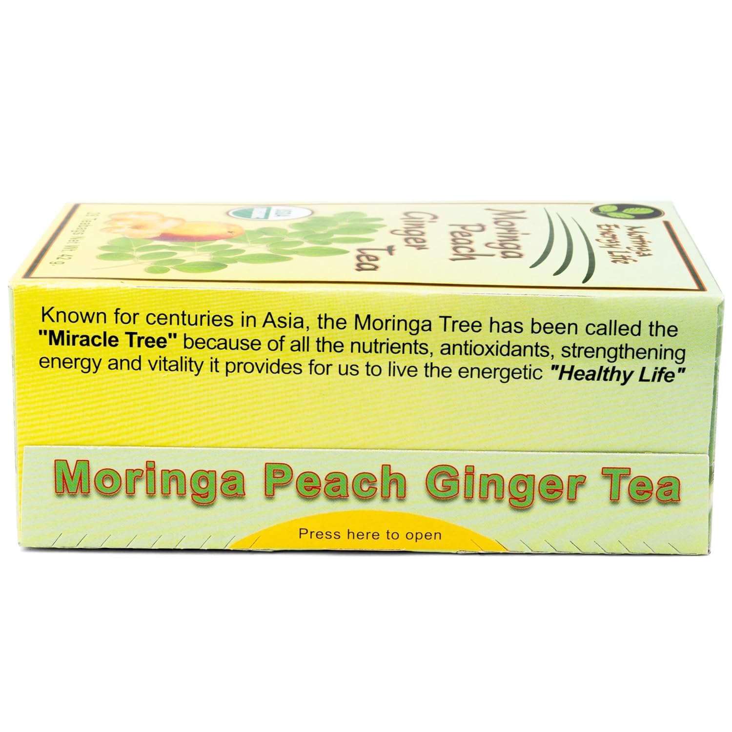 Moringa Peach Ginger Tea 28 tea bags (Keto, Detox, Paleo, Vitamin & Minerals, Vegan, Gluten-Free, Non-GMO, Herbal, Caffeine-Free)
