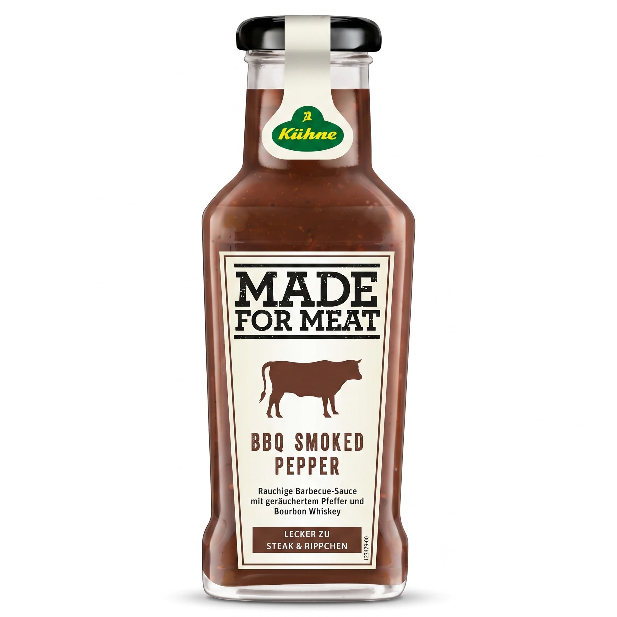 Kuhne Smoked Pepper BBQ Sauce, 8oz, Barbecue Sauce with Bourbon for Chicken Wings, Grilled Meat and Barbecues, Sweet and Smoky