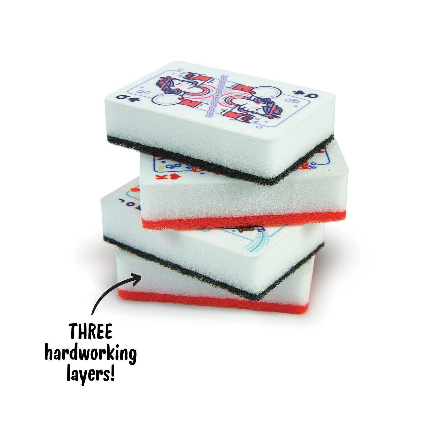 Genuine Fred, Clean House, Kitchen Sponges, Set of 4, Assorted, (5286465)