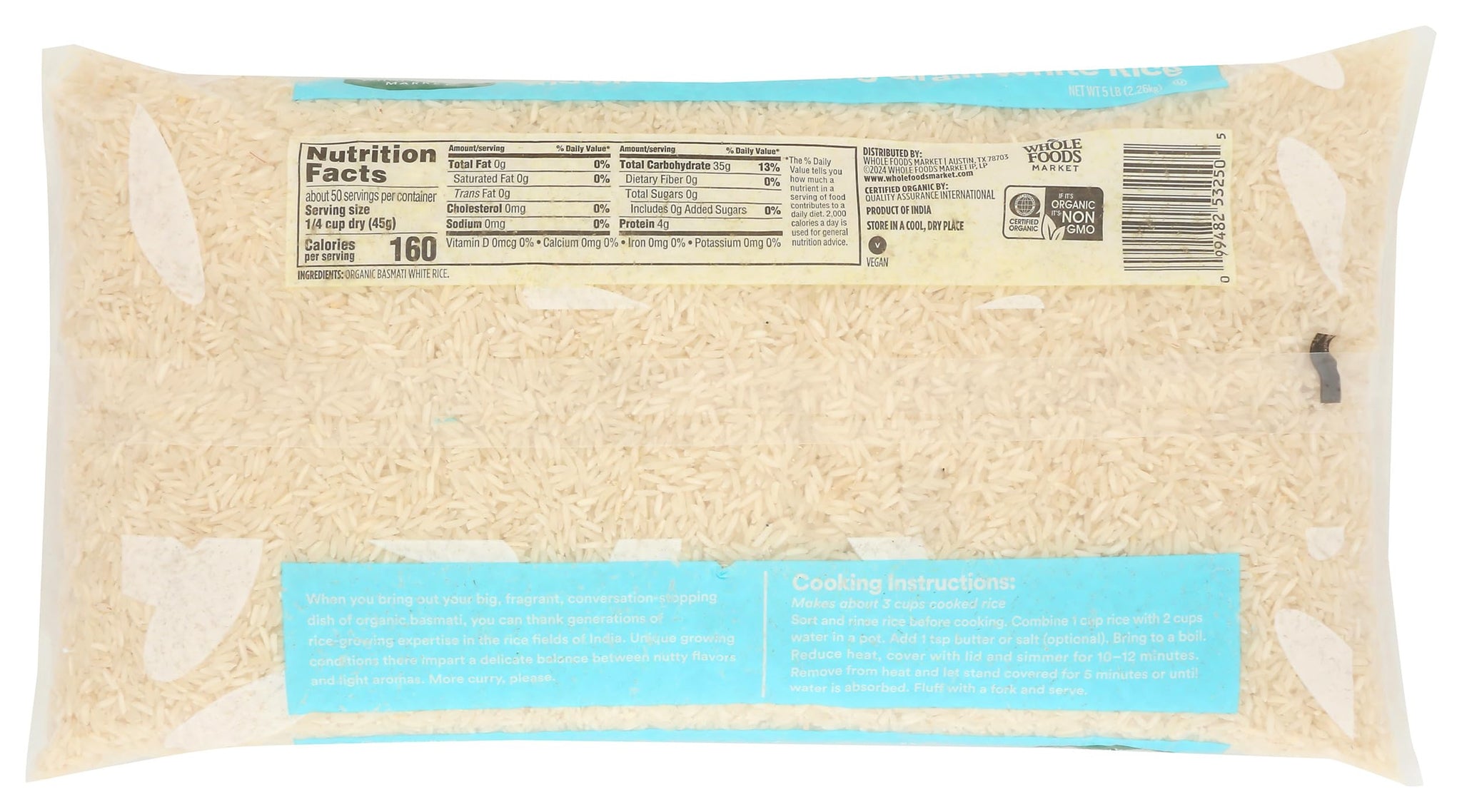 365 by Whole Foods Market Organic White Basmati Rice, 80 OZ