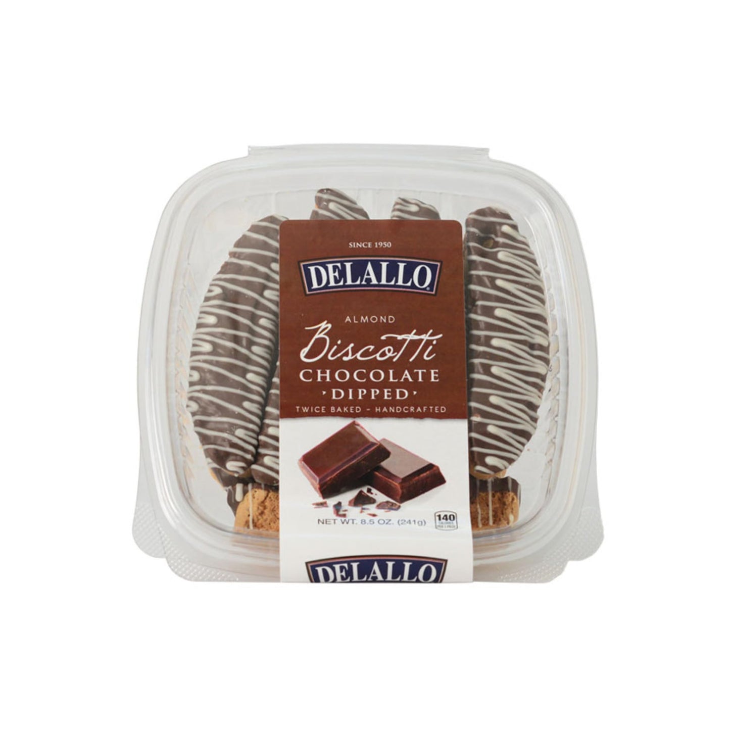 DeLallo Chocolate Dipped Biscotti Cookies, Twice-Baked Authentic Italian Recipe, All Natural Tuscany Biscuits Dipped in Velvety Dark Chocolate
