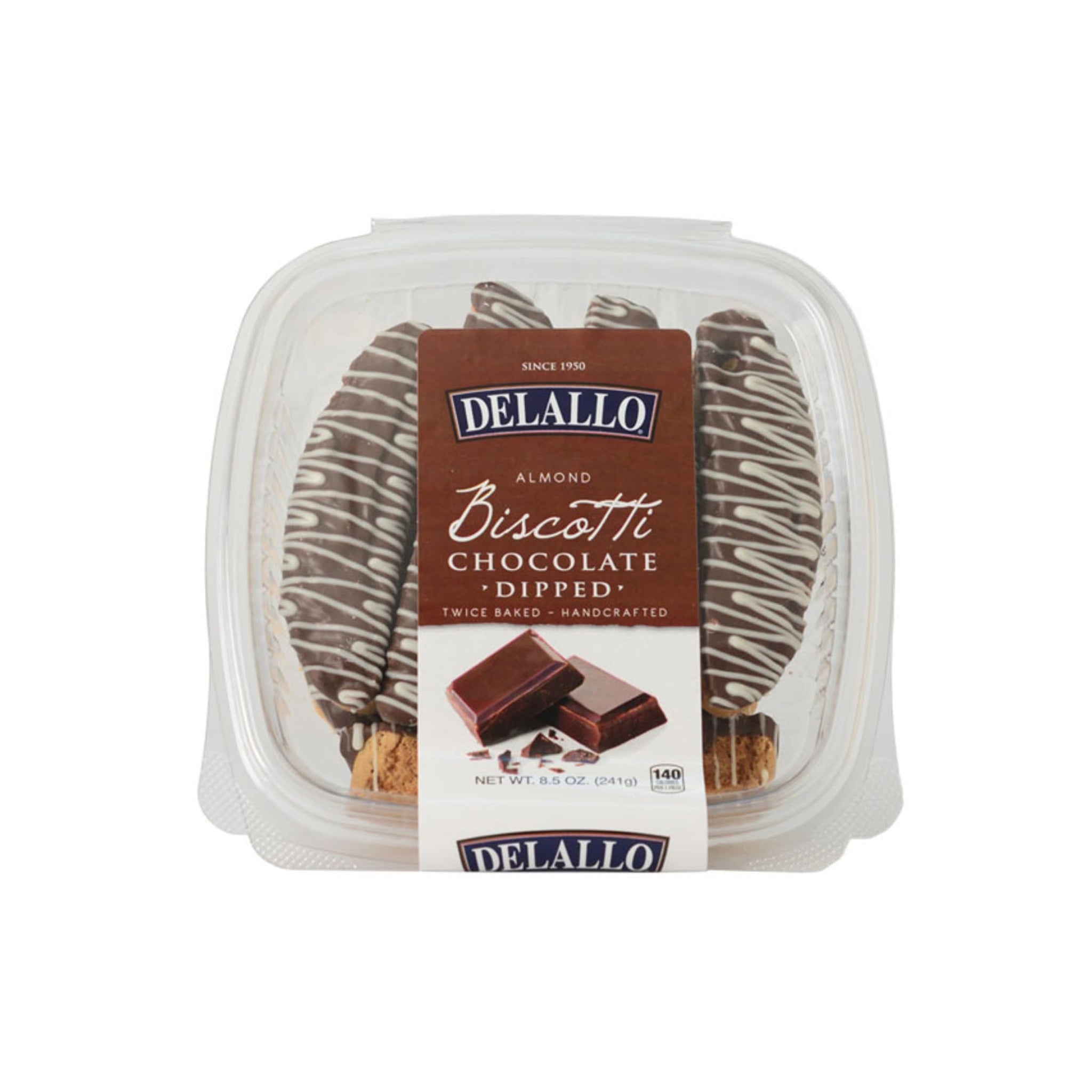 DeLallo Chocolate Dipped Biscotti Cookies, Twice-Baked Authentic Italian Recipe, All Natural Tuscany Biscuits Dipped in Velvety Dark Chocolate
