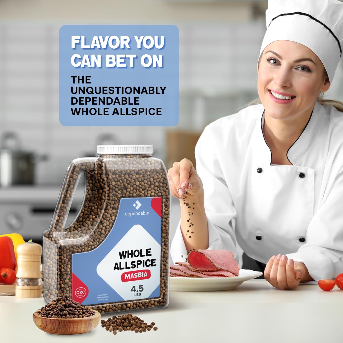 Dependable Foods Whole Allspice - 4.5 Lb. Bulk Jar - Non-GMO, Kosher, Salt-Free, Allergen-Free Seasoning | Aromatic Infusion