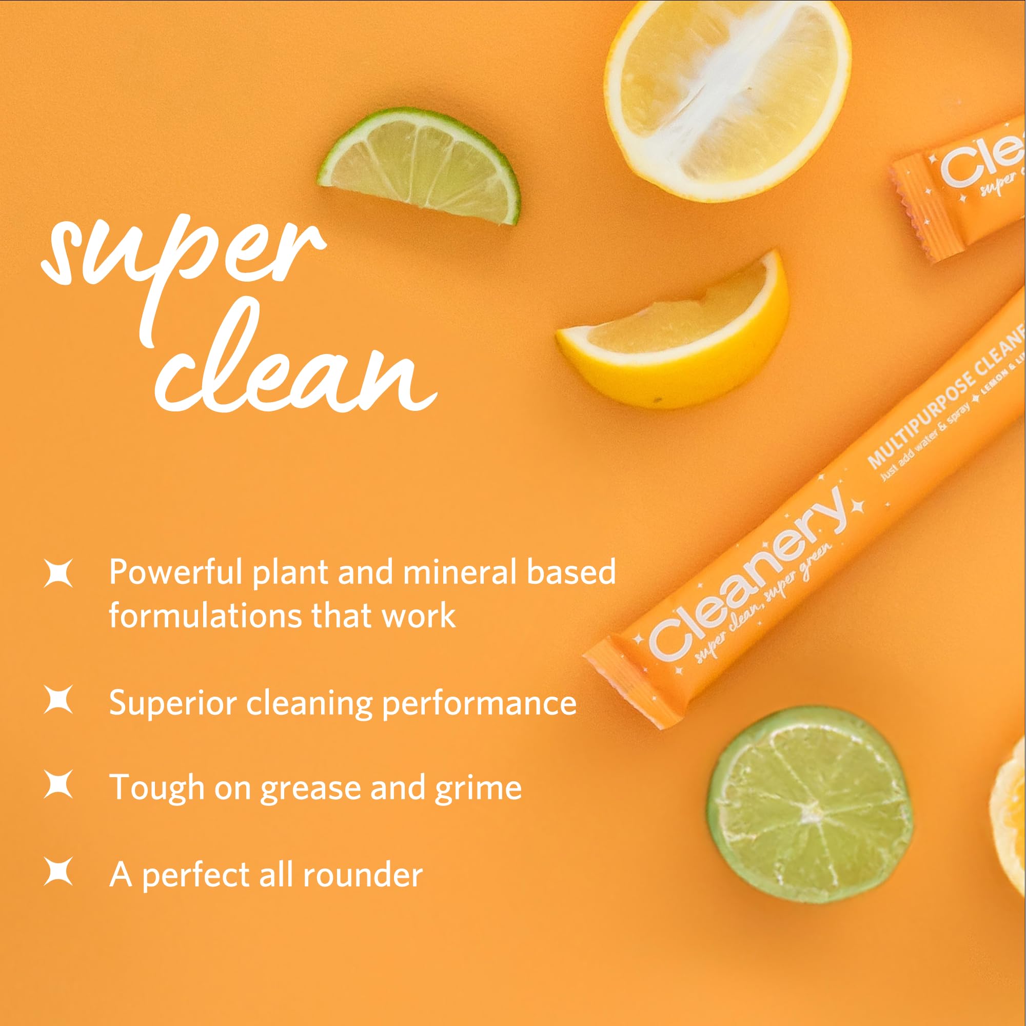 Cleanery Multi Purpose Household Cleaner Refill Powder Concentrate 4 Pack, 2 Multi Purpose and 2 Bathroom, Makes 24oz Each, 4 Fresh Scents