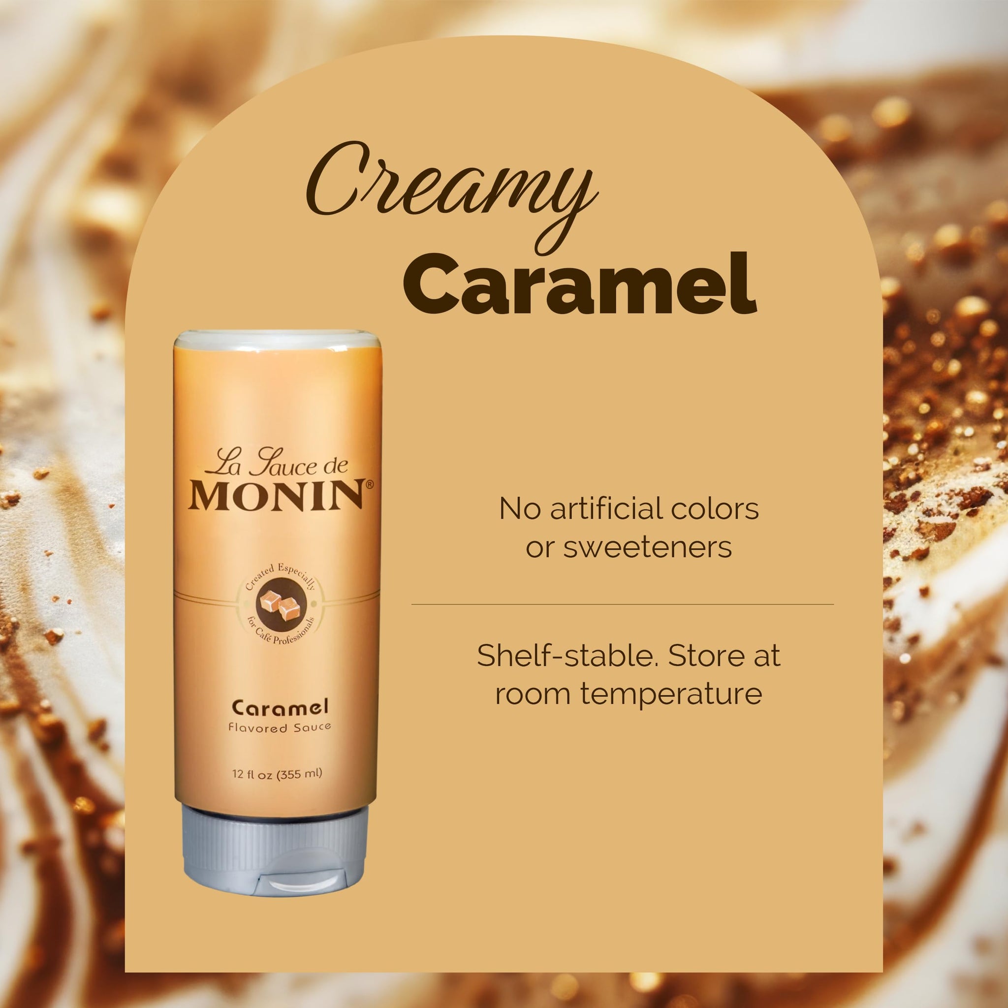 Monin - Gourmet Caramel Sauce, Rich and Buttery, Great for Desserts, Coffee, and Snacks, Gluten-Free, Non-GMO (12 Ounce)