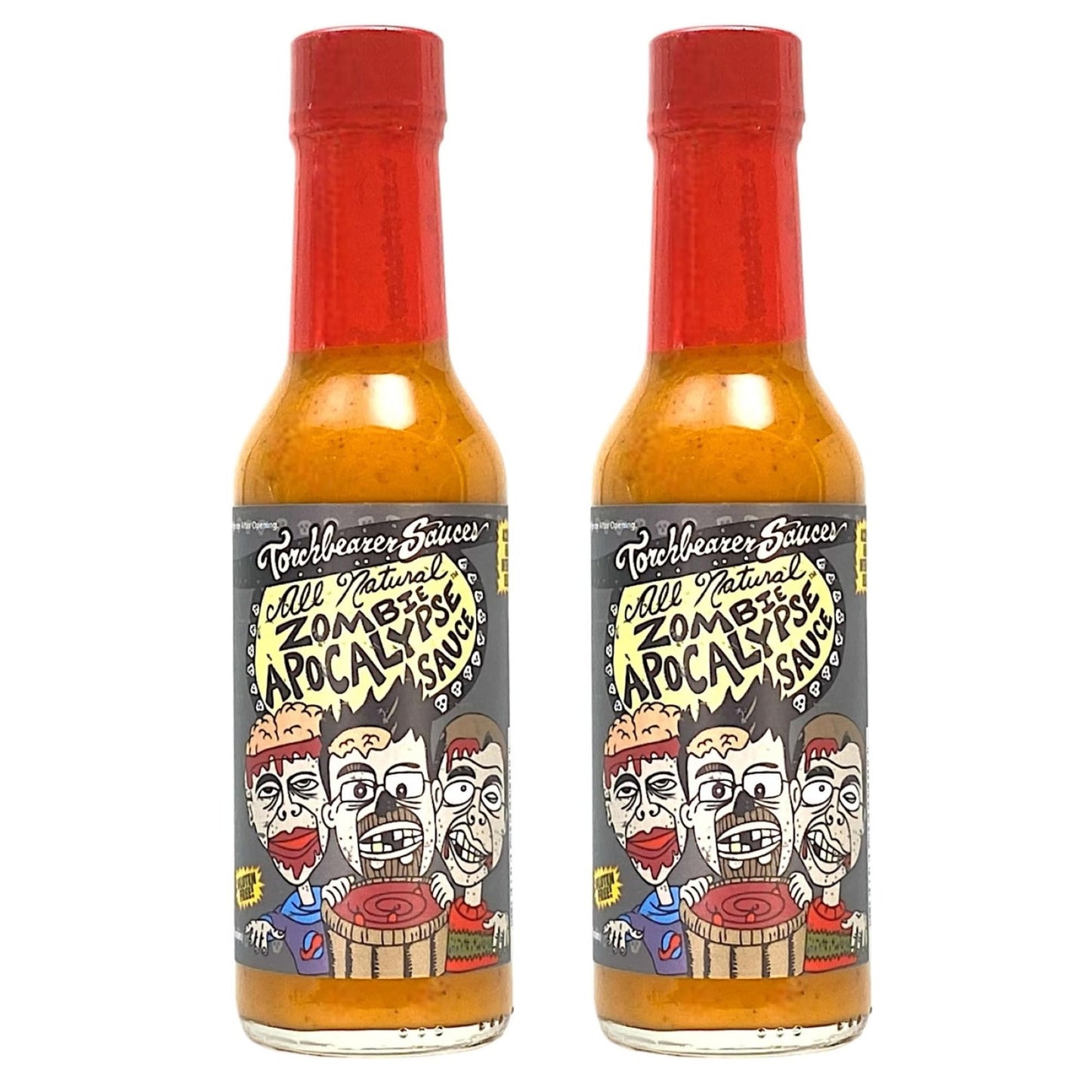 Torchbearer Sauces Zombie Apocalypse Ghost Chili Hot Sauce, 5oz (2 Pack) Ghost Pepper & Habanero Hot Sauce, Heat Level 8 - Featured on Hot Ones