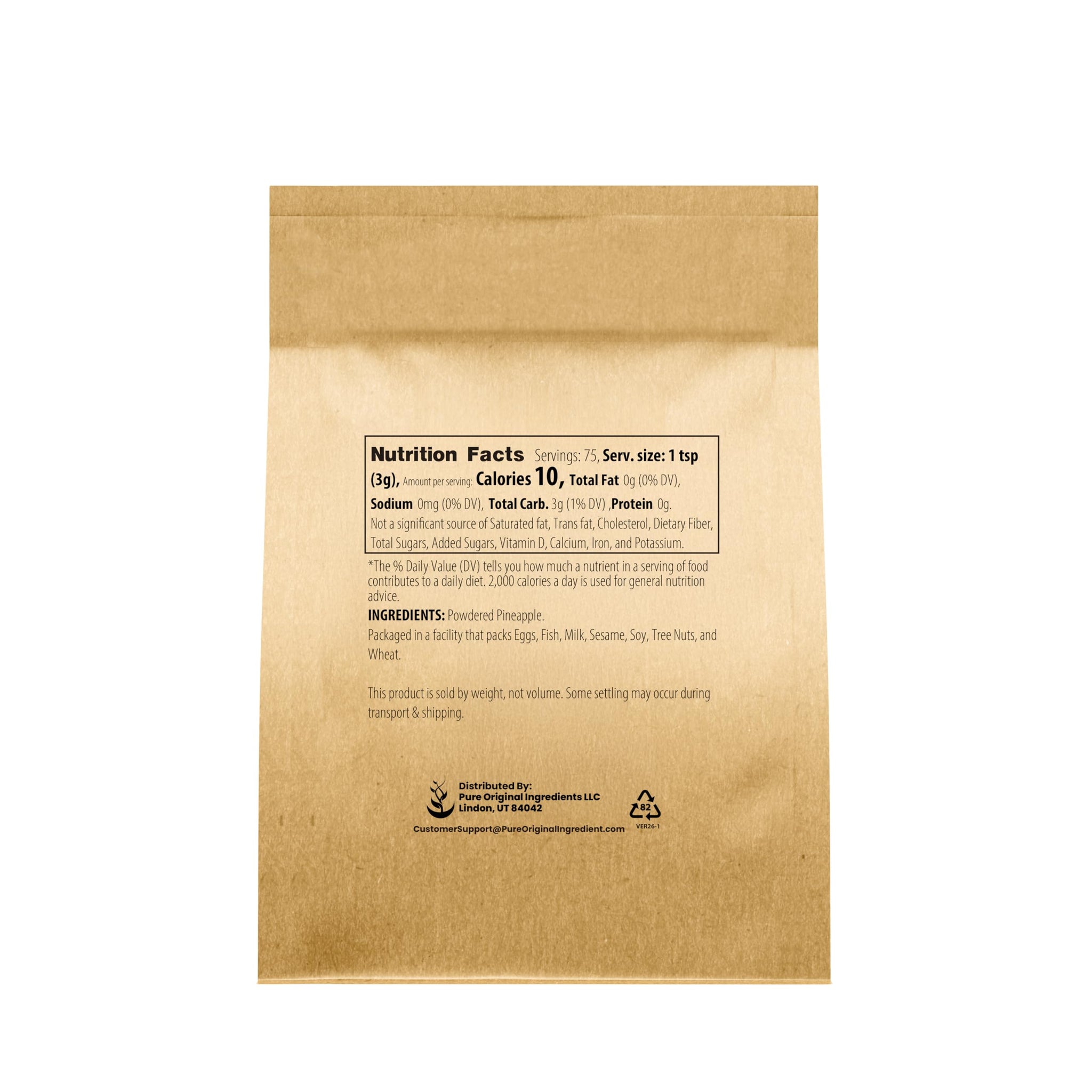Pure Original Ingredients Pineapple Powder (8 oz) Smoothies & Cocktails, Always Pure, Flavor Additive