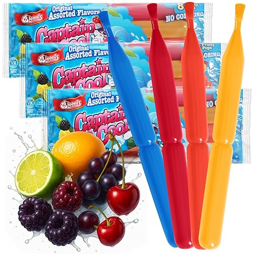 Captain Cool Freeze Pops, Delicious and Refreshing Ice Pops Bulk Variety Pack, Colorful and Fun Popsicles for All Ages, Perfect for Events