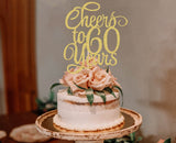AHAORAY Cheers to 60 Years Cake Topper - Gold Glitter 60th Birthday Cake Decorating Supplies, Perfect for Wedding, Anniversary or Birthday Party