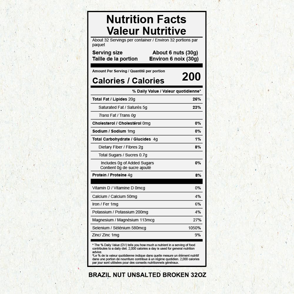 Snack The True Organic Broken Brazil Nuts 32 oz - Raw and Unsalted - Healthy-Rich in Vegetable Protein - Fresh, Vegan and Gluten Free - Forest Up