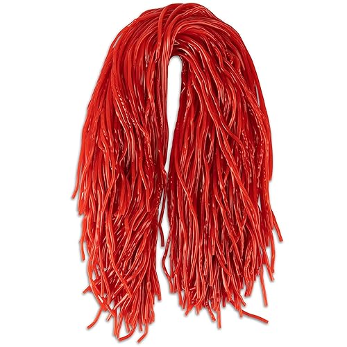 Dee Best Strawberry Flavored Red String Licorice Candy | Mouthwatering Soft, Chewy Extra Long Shoestring Licorice Vine Laces Old Fashioned Candy |