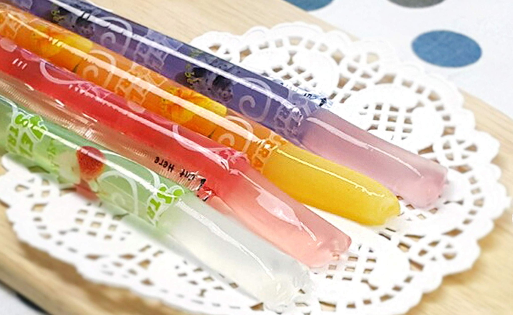 Jelly Straws Pack of 2 - Jelly Noodles Gummies Peach Mango Blueberry Lychee Flavors