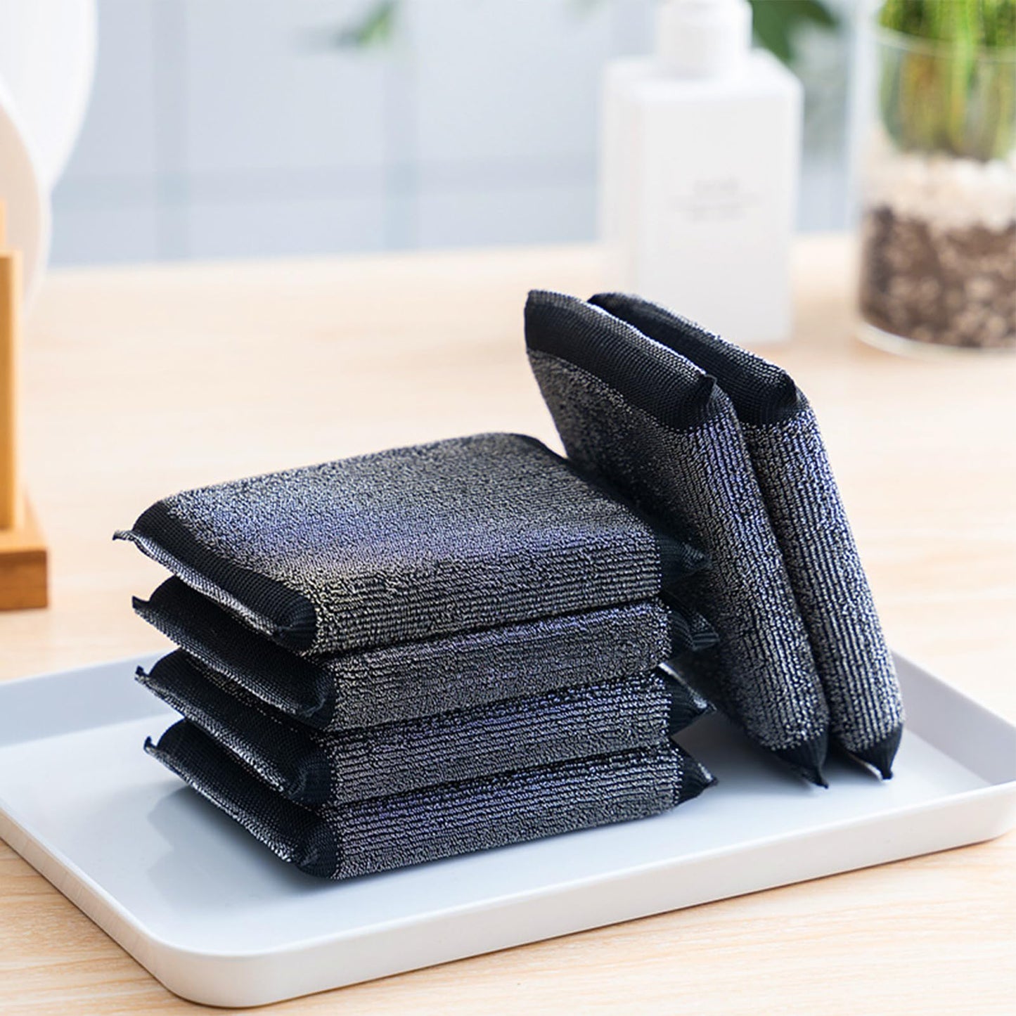 Sponges Kitchen, 6pcs Non-Scratch Washing Scrub Pads, Sponges for Dishes, Reusable Dish Sponge for Dishes, Pots and Pans (A)