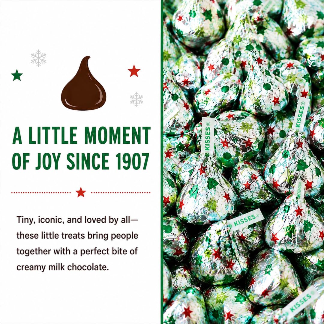 Hershe,y Kisses 2LBS Sugar Cookie Flavored Chocolate Candy 192 pcs Bulk Bag Individually Wrapped Creamy Chocolate Treats for Holiday Parties, Candy