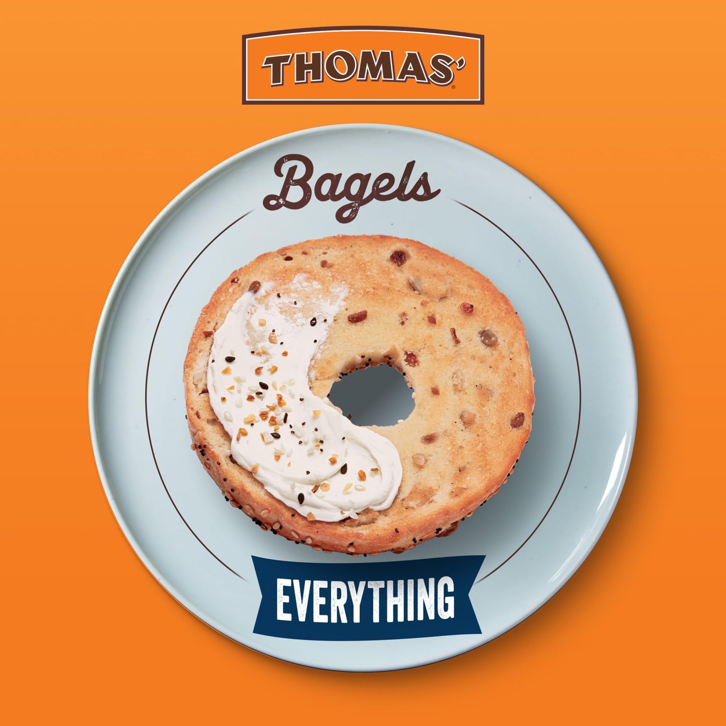 Thomas' Everything Bagels, 6 count, (3.0 oz each), 9g Protein, Kosher Bagels, 18 oz Bag