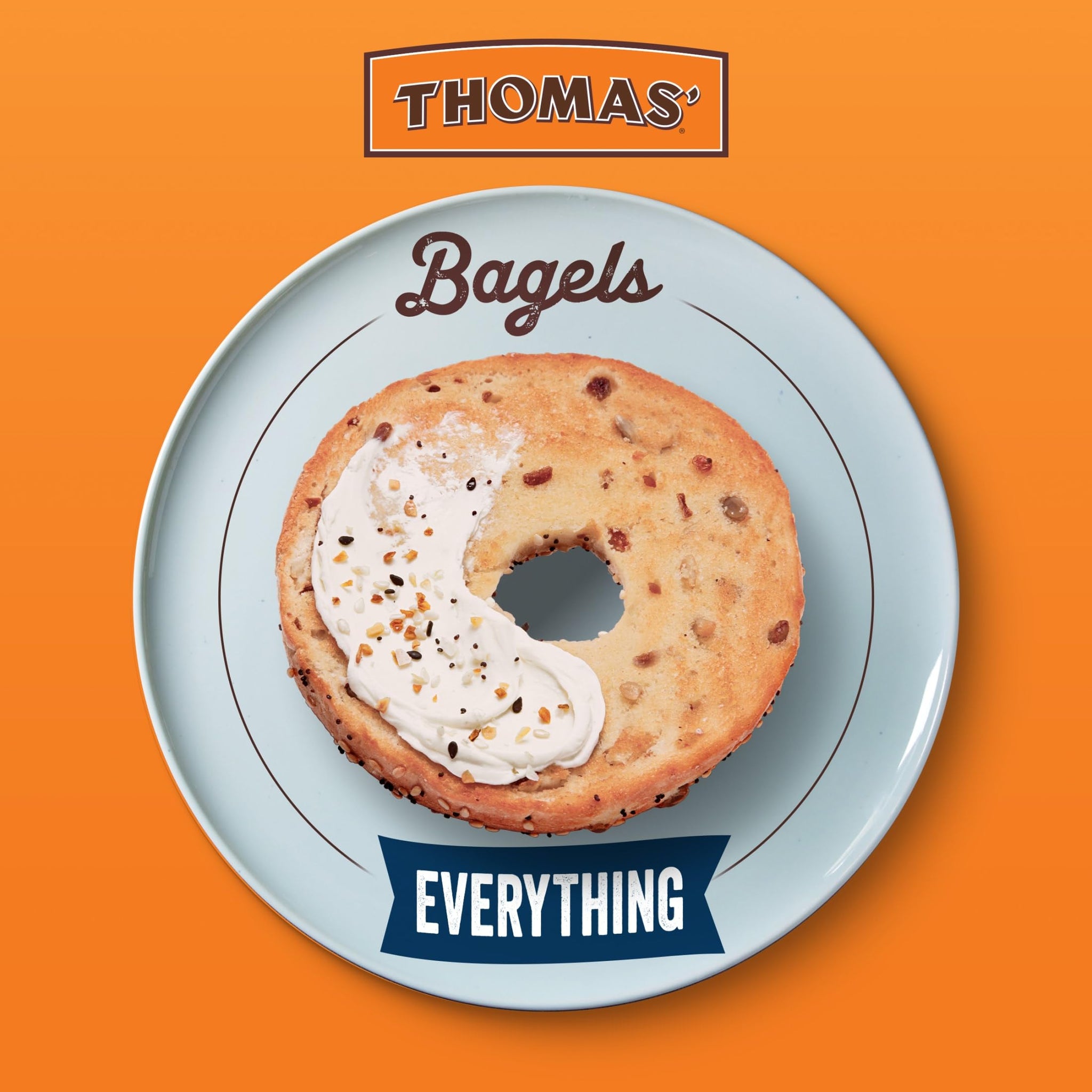 Thomas' Everything Bagels, 6 count, (3.0 oz each), 9g Protein, Kosher Bagels, 18 oz Bag