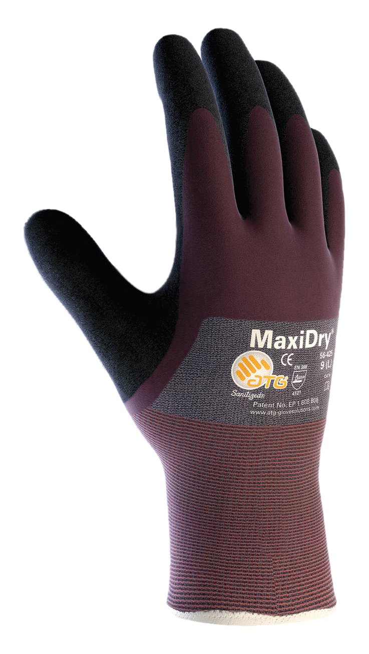 ATG 56-425/S Maxidry, Gry. Nylon Shell, Prpl./ Blk. Nitrile Non-Slip 3/4 Coat Purple