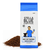 Stella Blue Ground Coffee, Big Cat Blend, Medium Roast, Fresh Coffee Ground 100% Arabica, Smooth Balanced Roast with Distinct Flavor Notes, Ethically