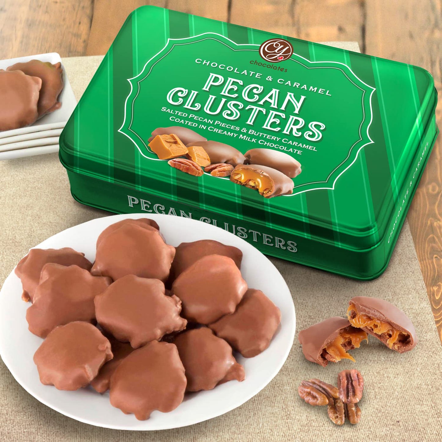 A Gift Inside Milk Chocolate Caramel Pecan Clusters Gift Tin