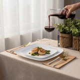 Blue Sky Organic White Square Plates Combo (32 Count) | Premium Plastic Plates: 7.25" & 10" | Gold-Rimmed Disposable Dinnerware Party Essentials