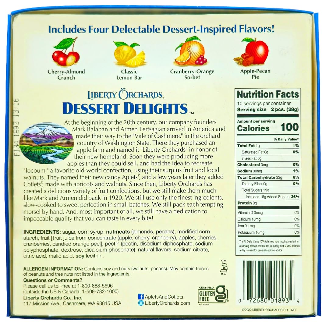 Liberty Orchards Dessert Delights & Berry Delights - Turkish Delights Lokum Candy 20oz | Natural, Vegan, Gluten-Free | Pack of 2 with Golden Spoon