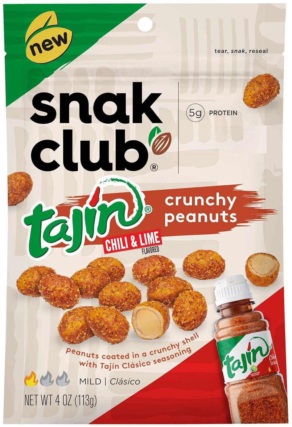 Snak Club Tajin Chili & Lime Crunchy Peanuts, 4 Ounce