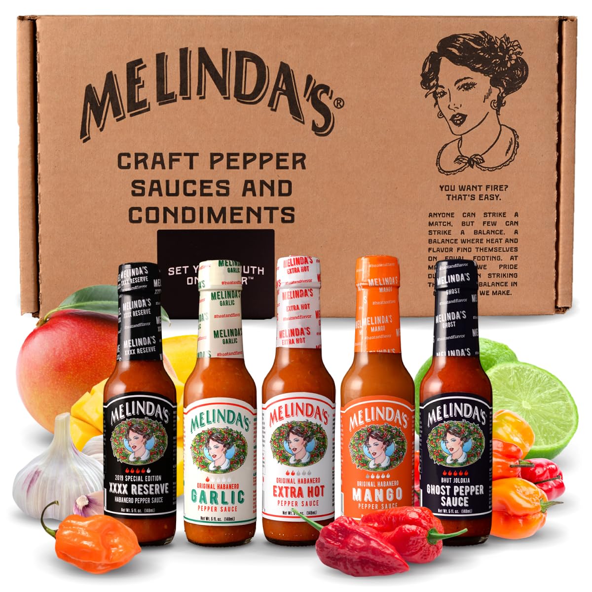 Melinda’s Hot Sauce Variety Pack - Extra Spicy Gourmet Hot Sauce Gift Set with Variety of Heat Levels - Includes XXXXtra Reserve, Garlic Habanero