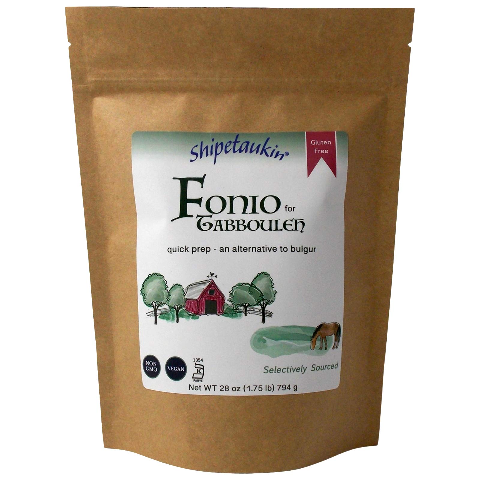 Shipetaukin Fonio for Tabbouleh - Gluten Free - Vegan - Non GMO - Fonio African Supergrain - Substitute for Bulgur (28 Ounces)