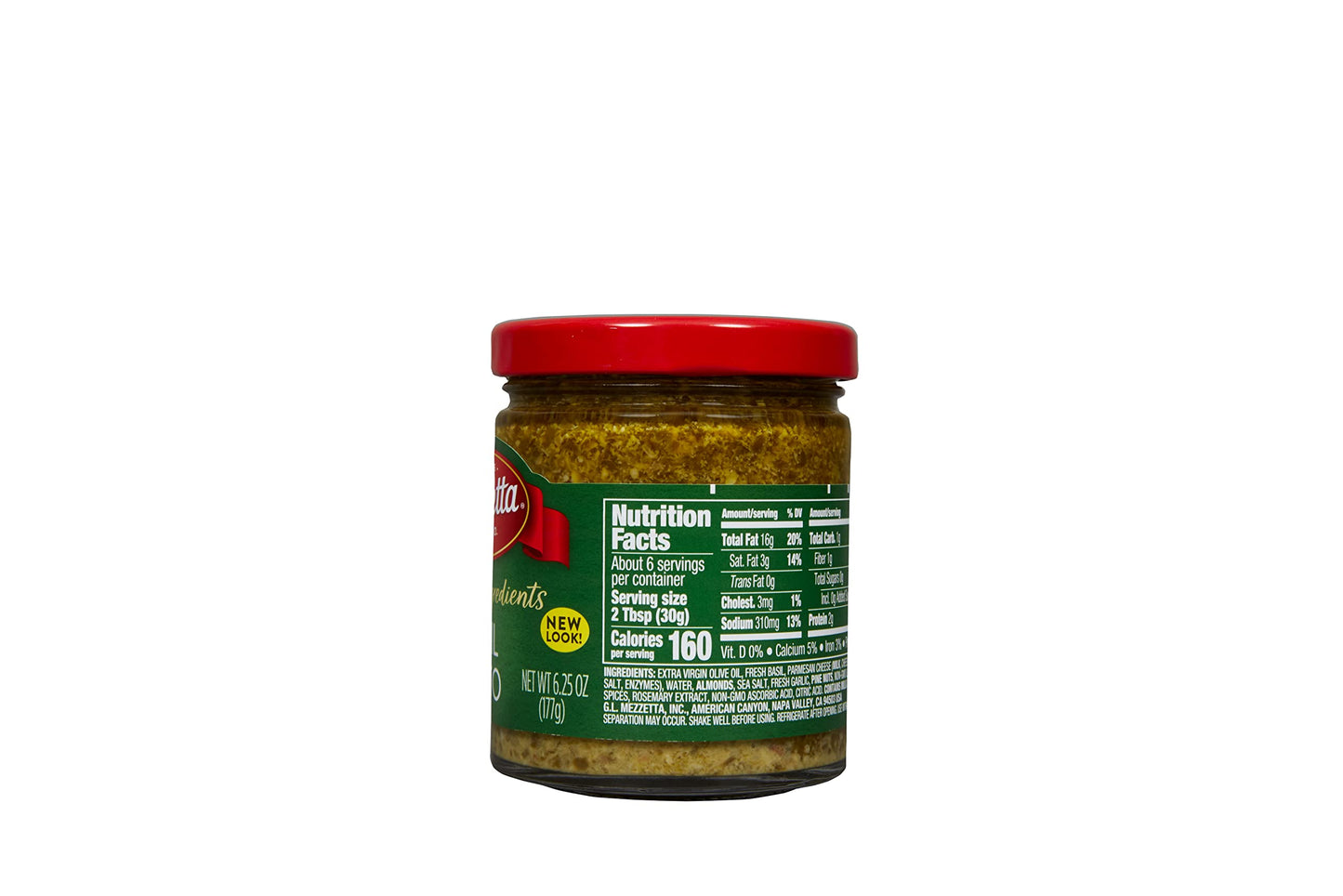 Mezzetta Artisan Ingredients Basil Pesto 6.25 Ounce Jar - Traditional Italian Pesto alla Genovese with Fresh Basil, Parmesan & Pine Nuts - Rich