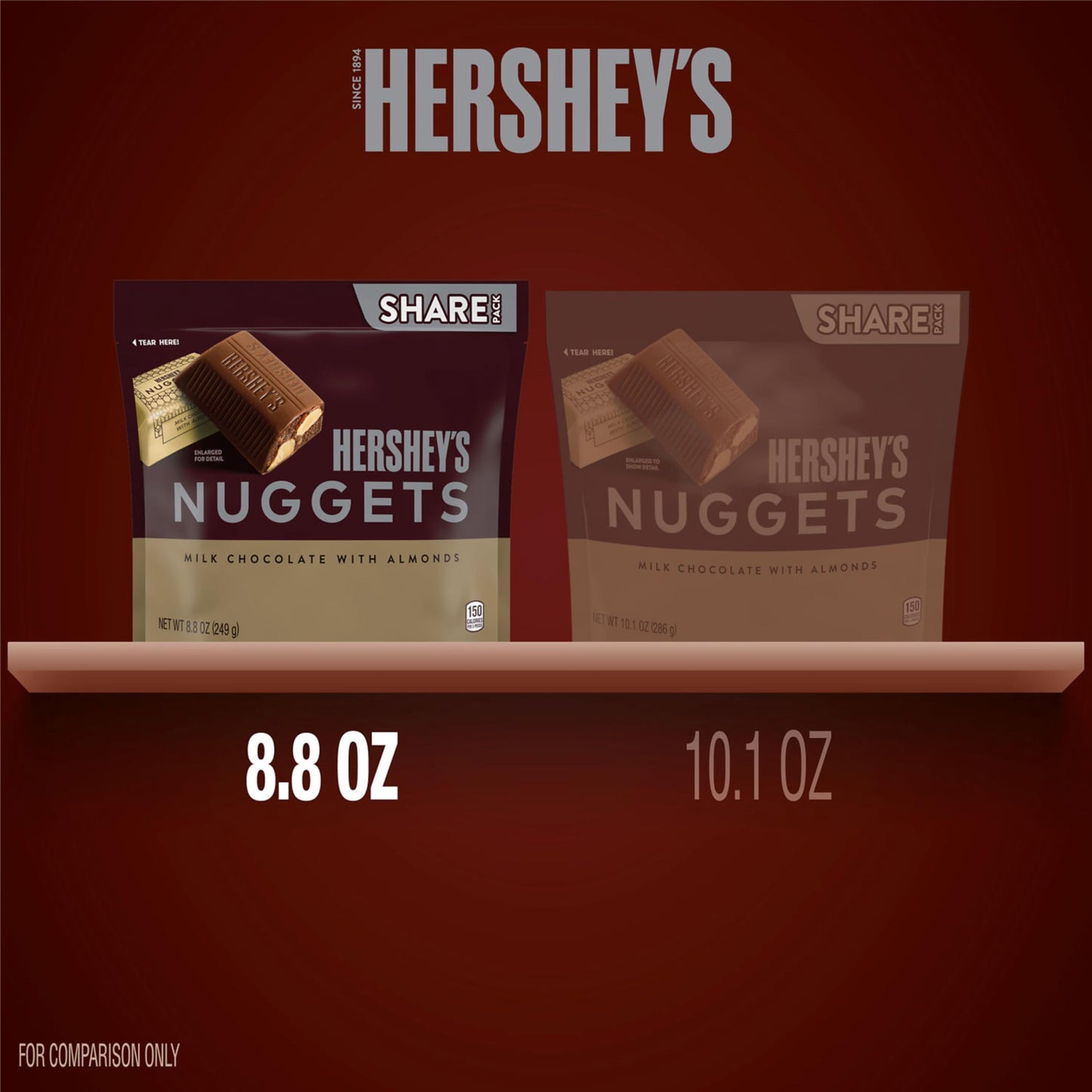 Hershey's Nuggets, Milk Chocolate with Almonds Candy Share Pack, 8.8 Ounce
