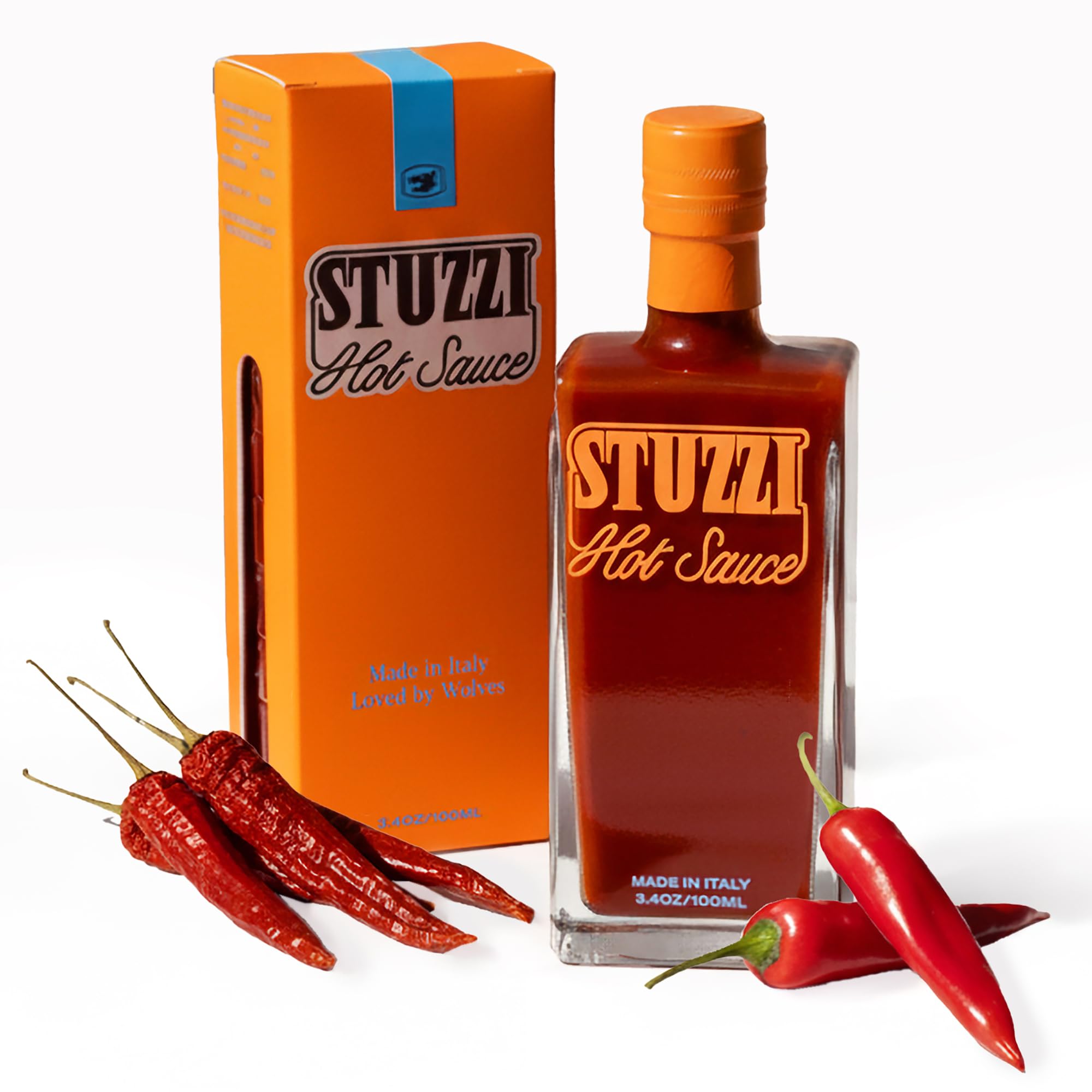 Stuzzi Premium Italian Hot Sauce, Small-Batch Craft Sauce, Dried Campanian & Cayenne Peppers, Medium Heat on Pizza, Tacos + More,Vegan, Non-GMO,No