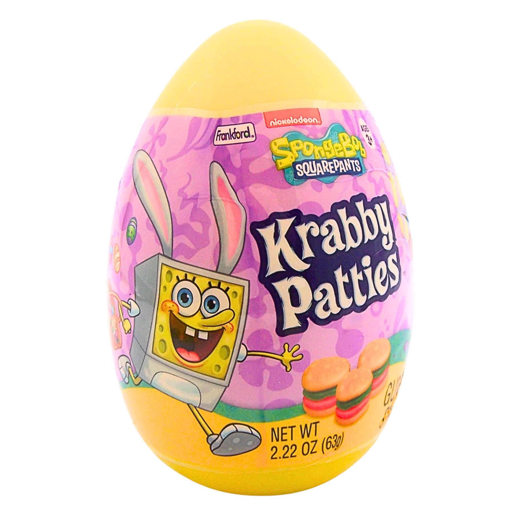 Frankford Spongebob Easter Eggs with Krabby Patty Gummies, Individually Wrapped Pieces Inside, 2.22 Ounces