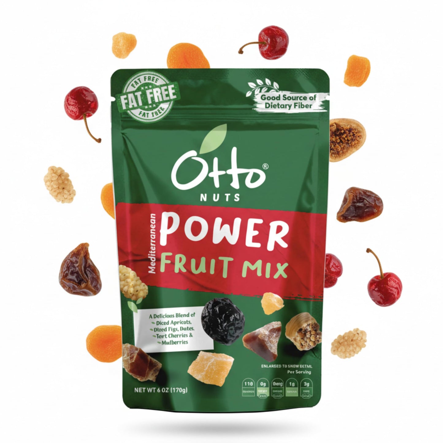 Otto Nuts - Mediterranean Power Fruit Mix, NON-GMO Good Source of Dietary Fiber | 6 OZ with Resealable Bag