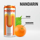 M?CEAN Mandarin Energy Drink, 12-Pack (12 fl oz) Clean Adult Energy Drink with 130mg Natural Caffeine, Adaptogens & Minerals, No Taurine, No