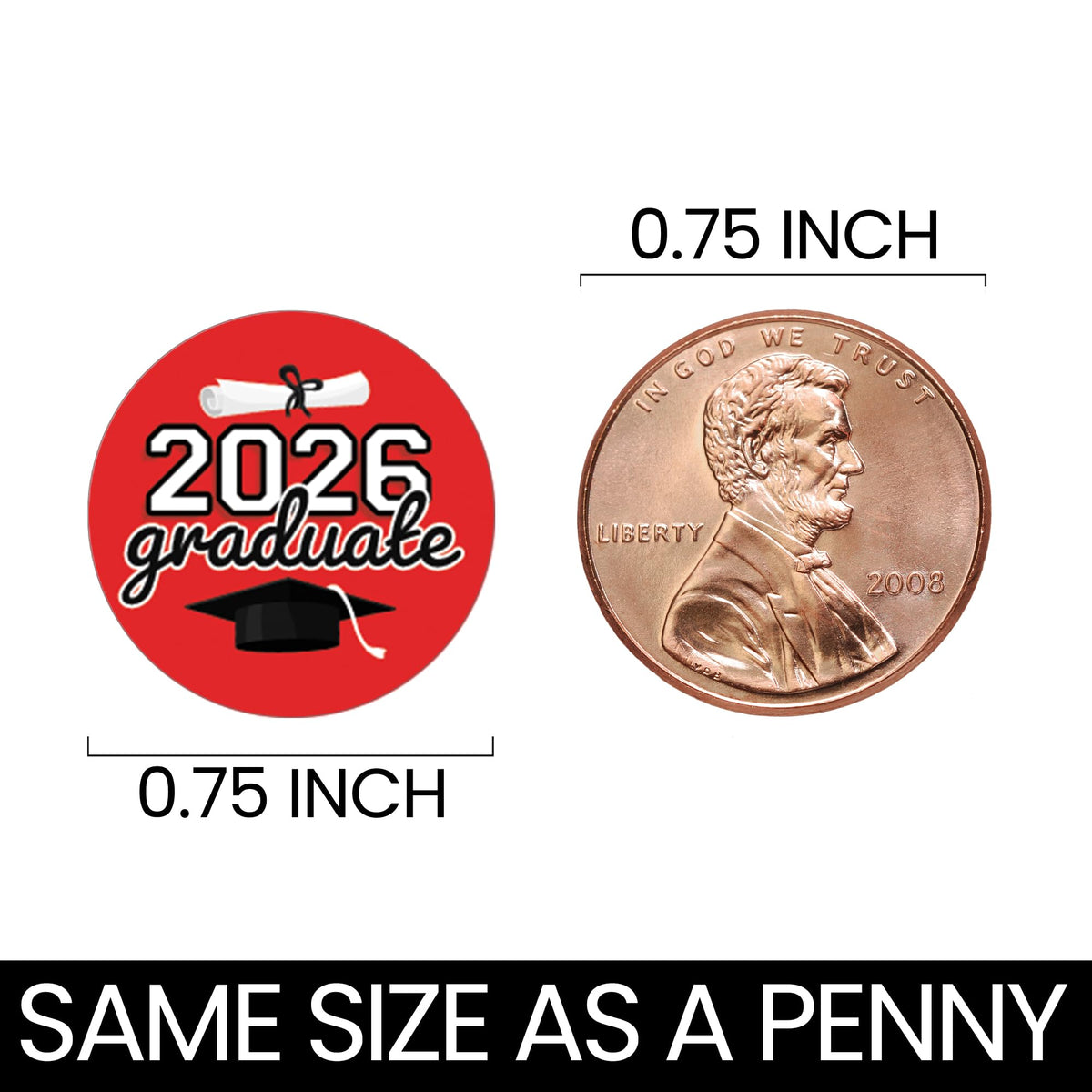 DISTINCTIVS Class of 2026 Graduation Candy Stickers for Chocolate Drops, Red Grad Party Favors - 216 Count