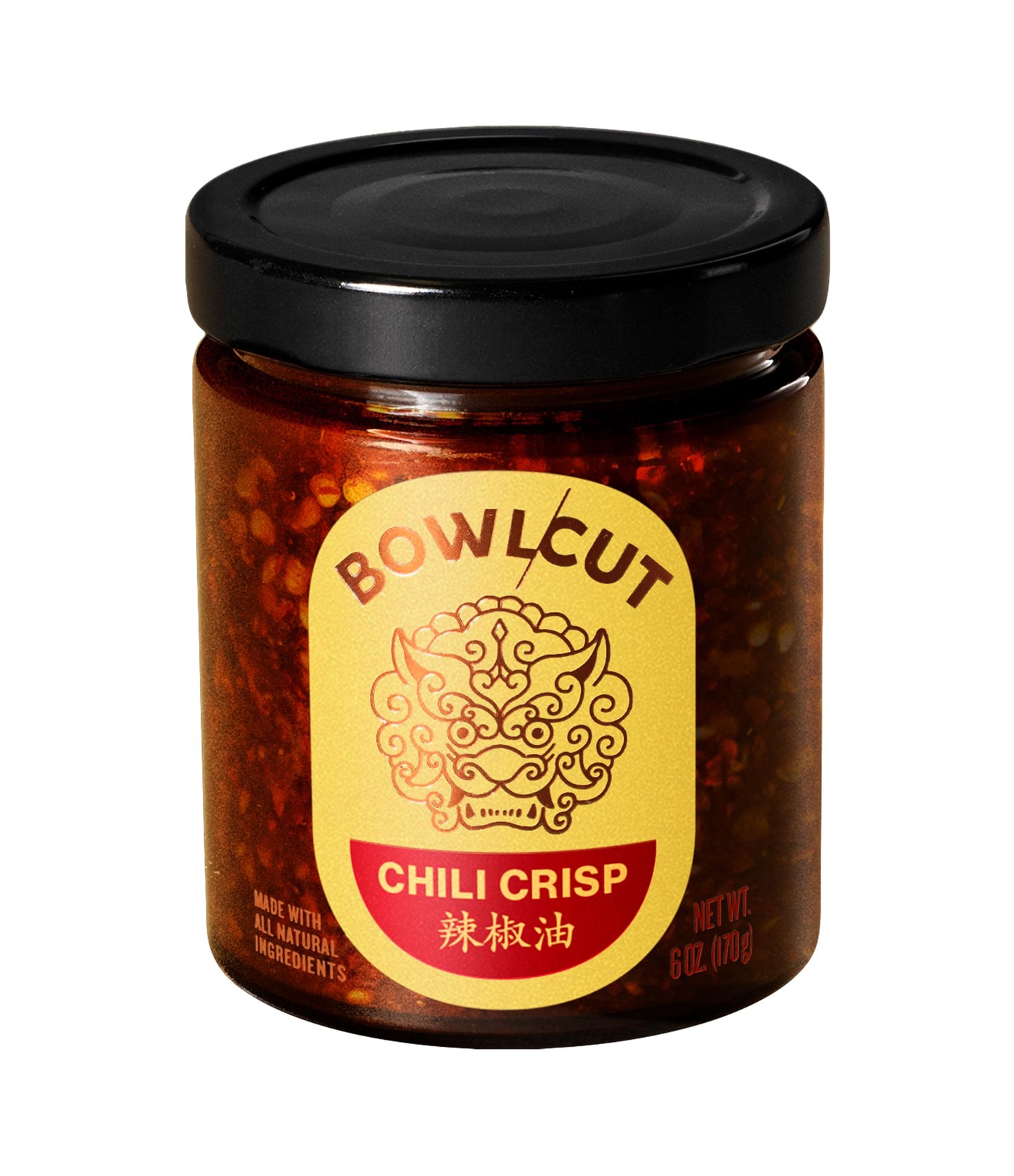 Bowlcut All Natural, Gluten Free, Vegan, Made in USA Chili Crisp, Chili Oil with Chili Flakes & Hot Sauce Alternative for Eggs, Pasta, Dumplings