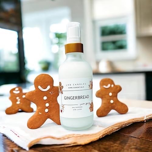 Gingerbread Scent Natural Room Linen Spray Clean Ingredients Made In USA Vegan Air Freshener Interior Long Lasting Holiday Christmas Pet Friendly