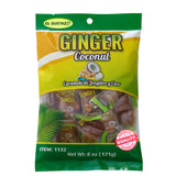 El Gustazo Ginger Coconut Candy - Caramelo de Jengibre y Coco, 6 oz (171 g) Bag - Individually Wrapped Hard Candy