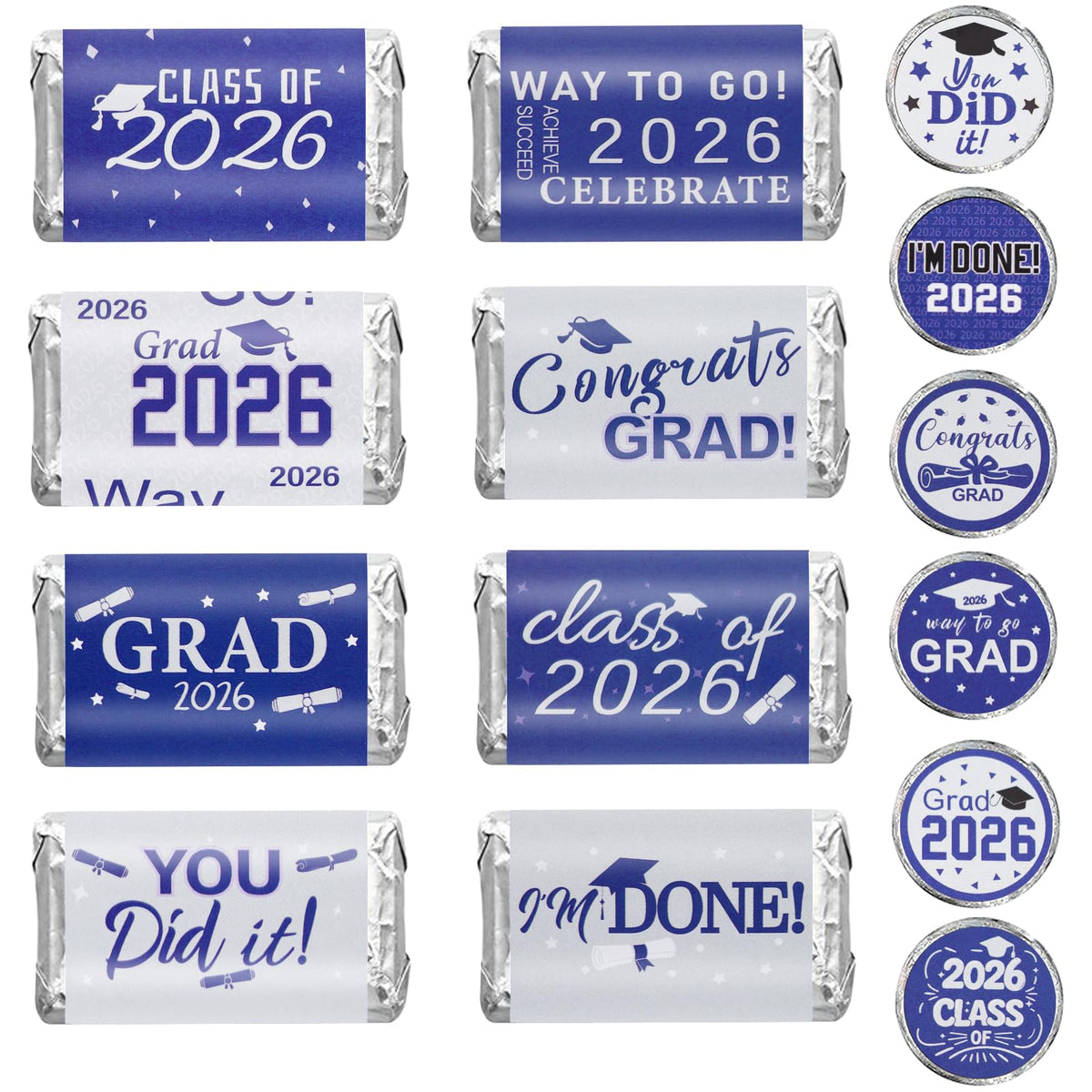 BEISHIDA 140PCS Red Black White Graduation Stickers Candy Bar Wrappers Class of 2026 Party Supplies ?14 Styles Congrats Grad Label Chocolate Sticker