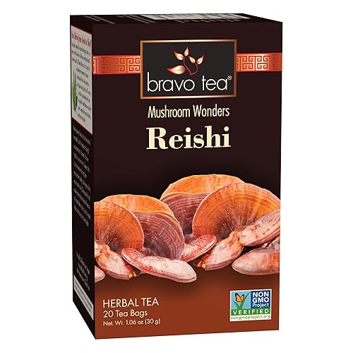 Bravo Tea Reishi Mushroom Herbal Tea, Caffeine Free 20 Tea Bags, 1 count