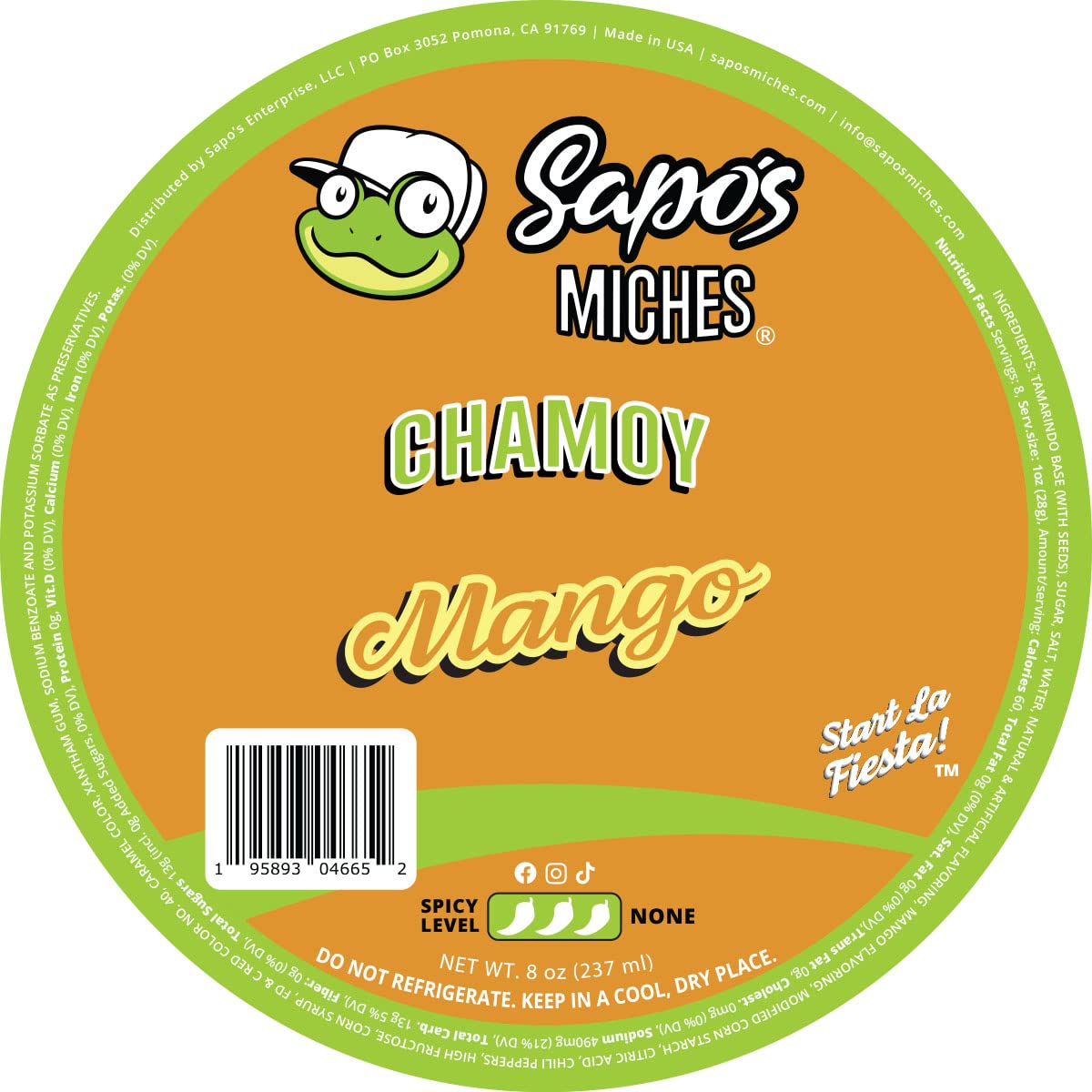 Sapo's Miches Chamoy Rim Dip - Tamarind Candy Sauce for Drinks, Micheladas & Cocktails, 8 oz (Mango)