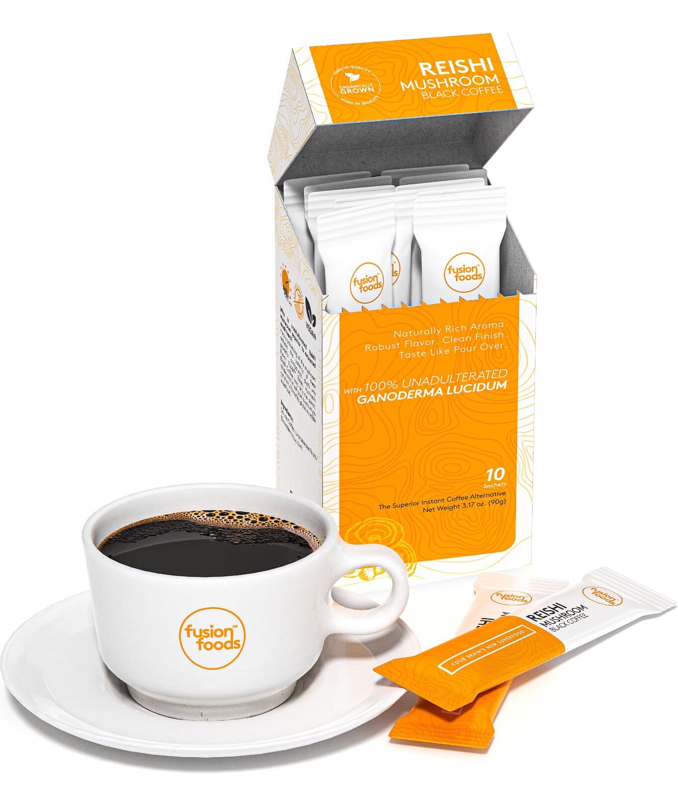 fusion foods Reishi Mushroom Black Coffee by fushion foods|Stay Focus Longer, Zero Jitters & Immune Support with All Natural Unadulterated Reishi