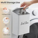 TIRIA Magnetic Lint Bin for Laundry Room, Metal Dryer Lint Trash Can Box with Lid, Wall Mounted Lint Collector Includes Nylon Brush, Exclusive Black