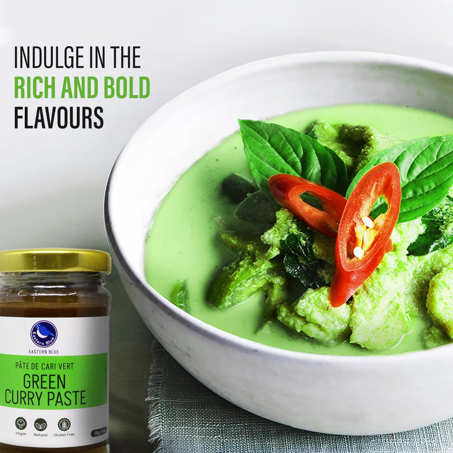 Green Curry Paste: Eastern Blue Thai Curry Paste varieties, Red curry paste, Yellow curry paste, and Panang curry Paste. Elevate your dishes