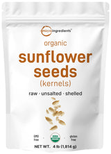 Organic Sunflower Seeds, 4lbs | Raw, Unsalted, & Shelled - Whole Kernels | Low Carb Snack | Great for Baking, Smoothies, & Salad Toppings | Non-GMO